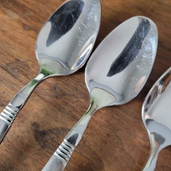 Lot of 7 Oneida 18/8 Stainless OHS345 Pattern Spoons Frosted Handle - Picture 5 of 9